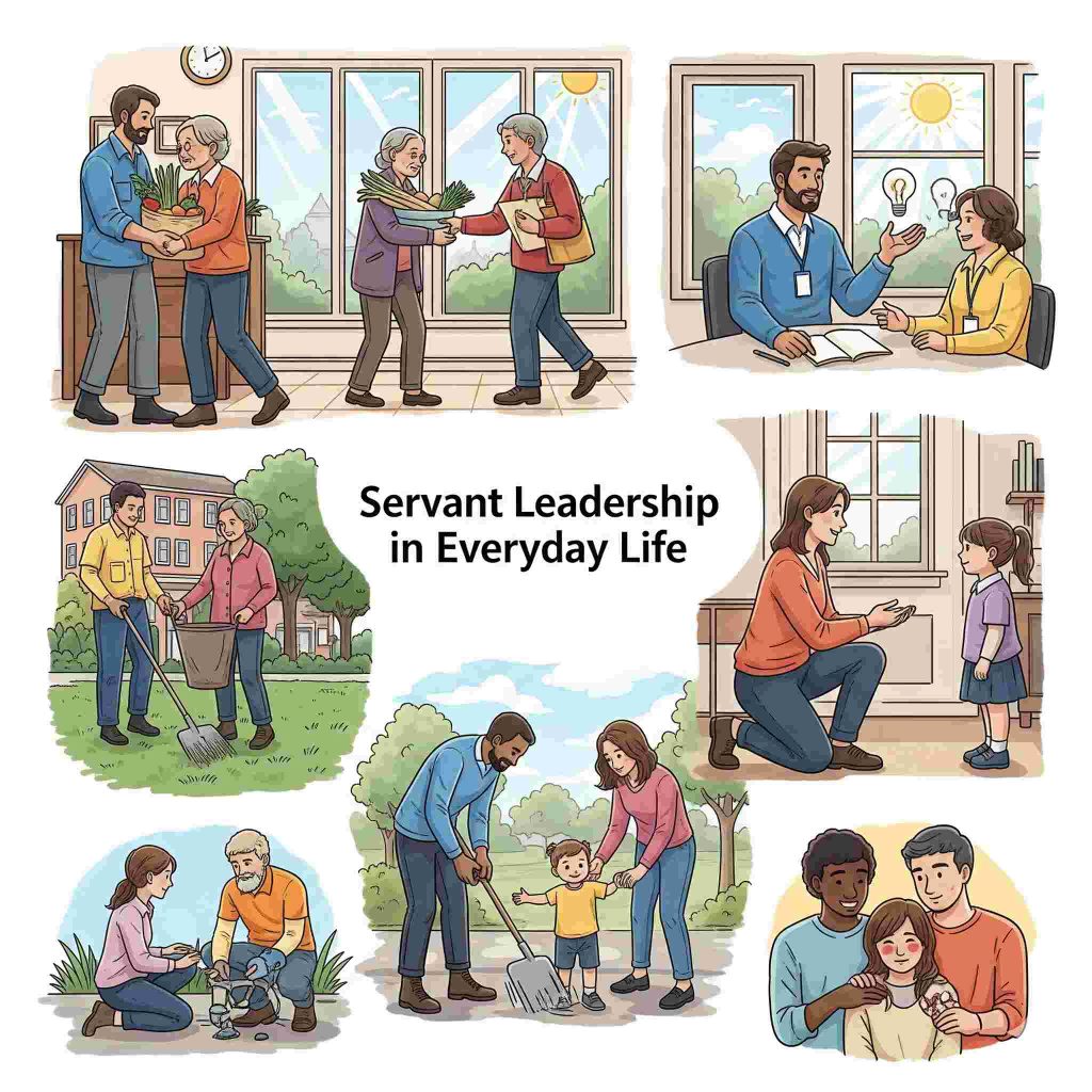 Everyday acts of servant leadership through helping, mentoring, and caring.