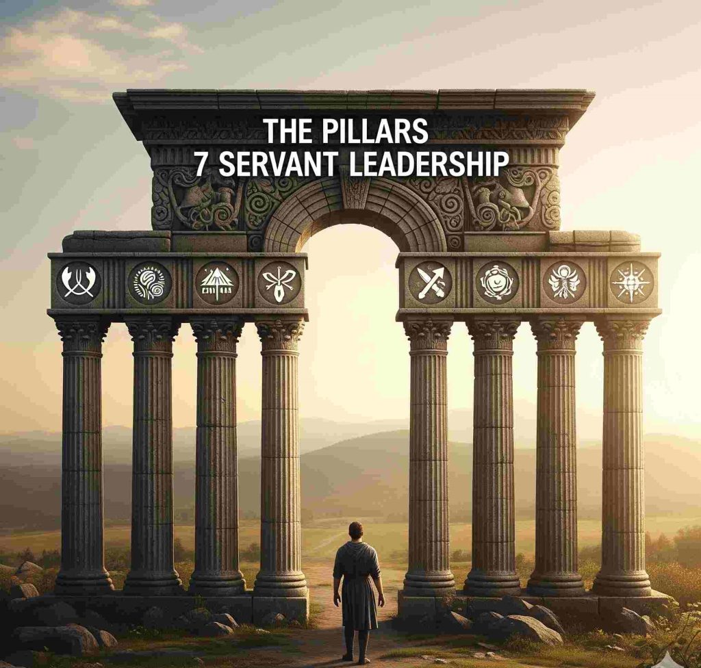 Stone arch with seven pillars symbolizing servant leadership